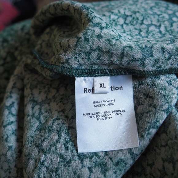 Reformation Green Iona Floral Belted Short Sleeve Dress in Nikita sz XL - Picture 7 of 7